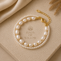 Maddy Pearl Bracelet – Double Strand Freshwater Pearl & Gold